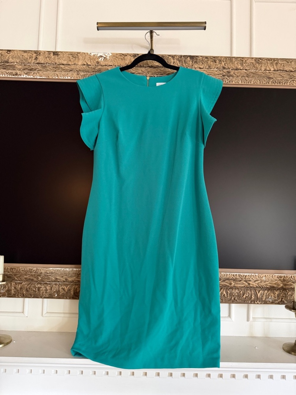 Calvin Klein Teal Cap-Sleeve Sheath Midi Dress